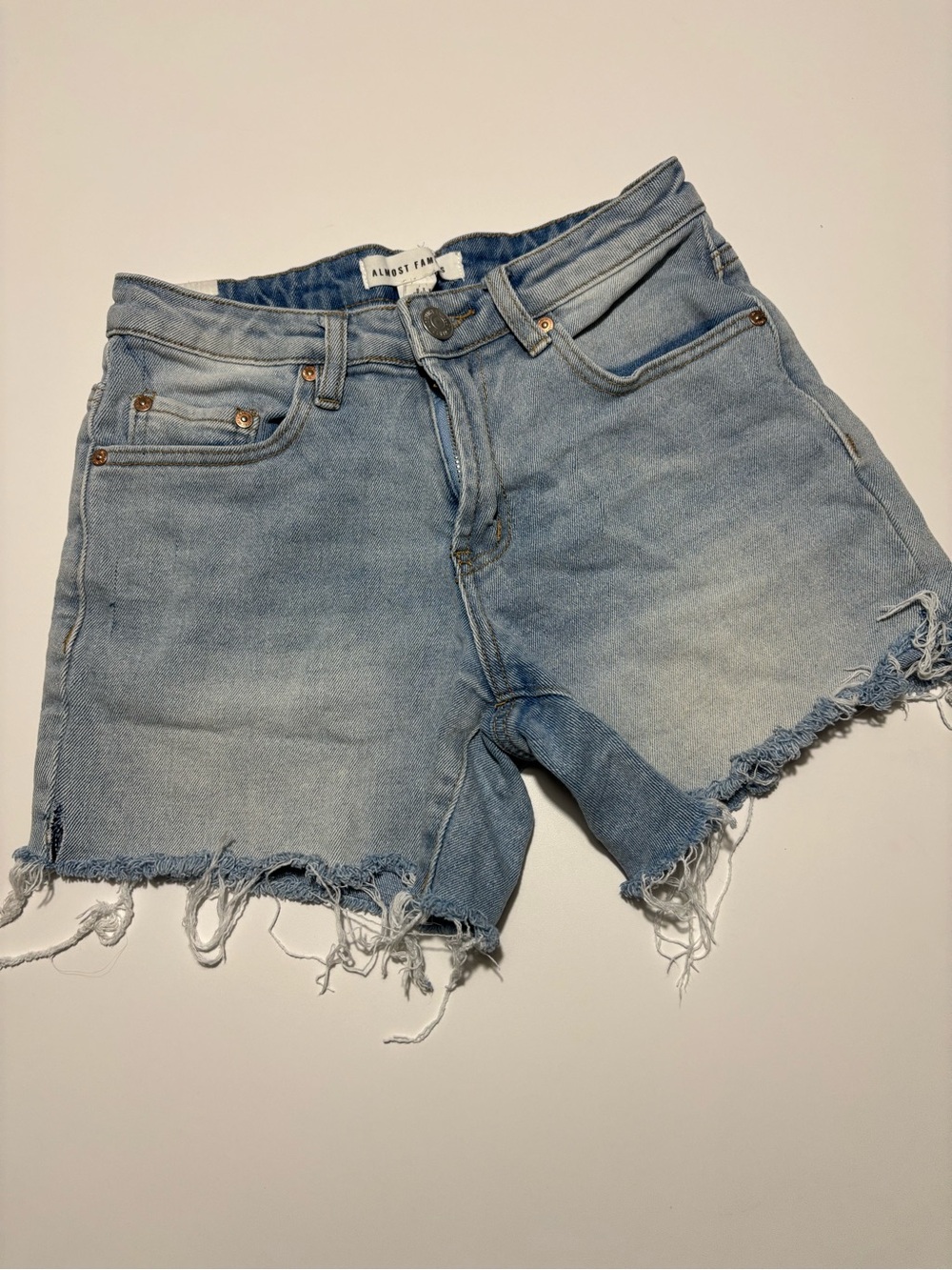 Almost Famous Light Blue Distressed Denim High Waist Cutoff Shorts